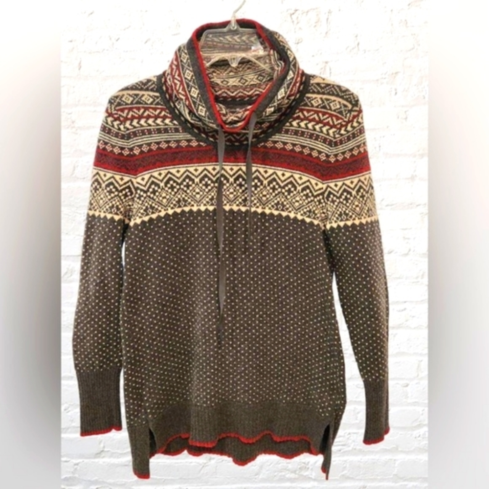 EDDIE BAUER fair aisle funnel neck sweater tunic size S Womens Casual‎ Pullover